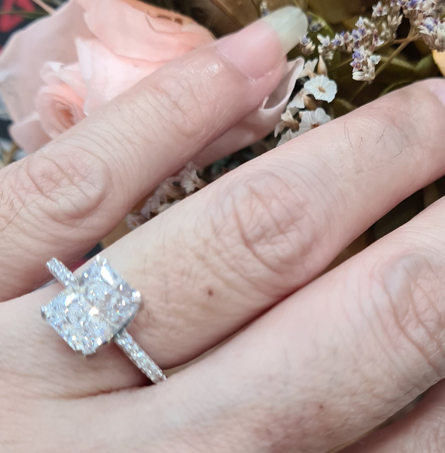 Radiant cut Engagement Ring