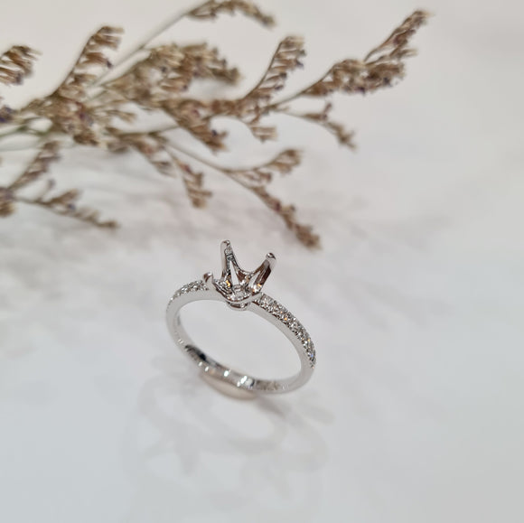 Micro Pave Four Prongs Engagement Ring Setting