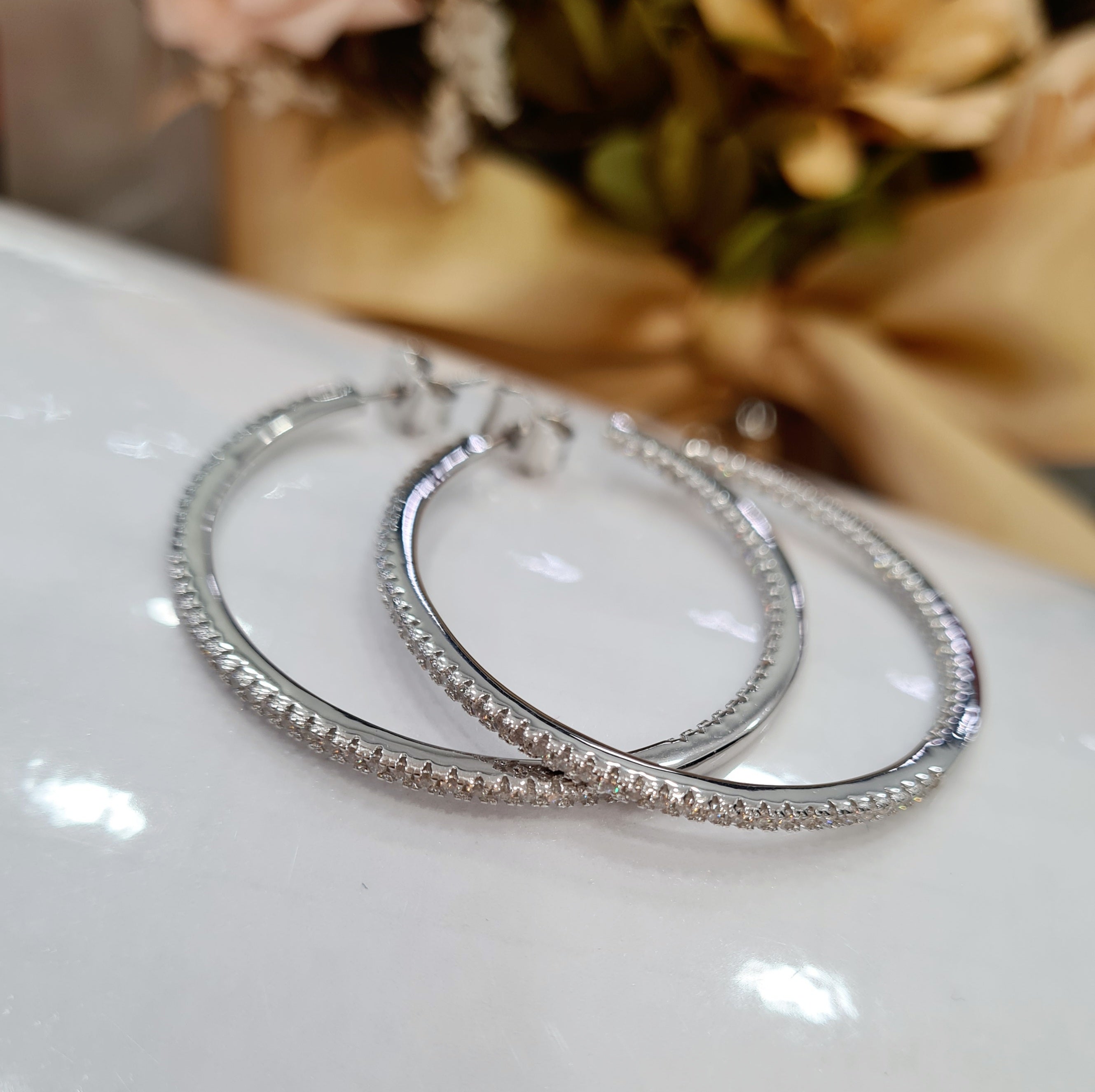 Micro Pave Eternity Hoop Earrings