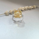 Hidden Halo scintilli with Baguette Canary Ring