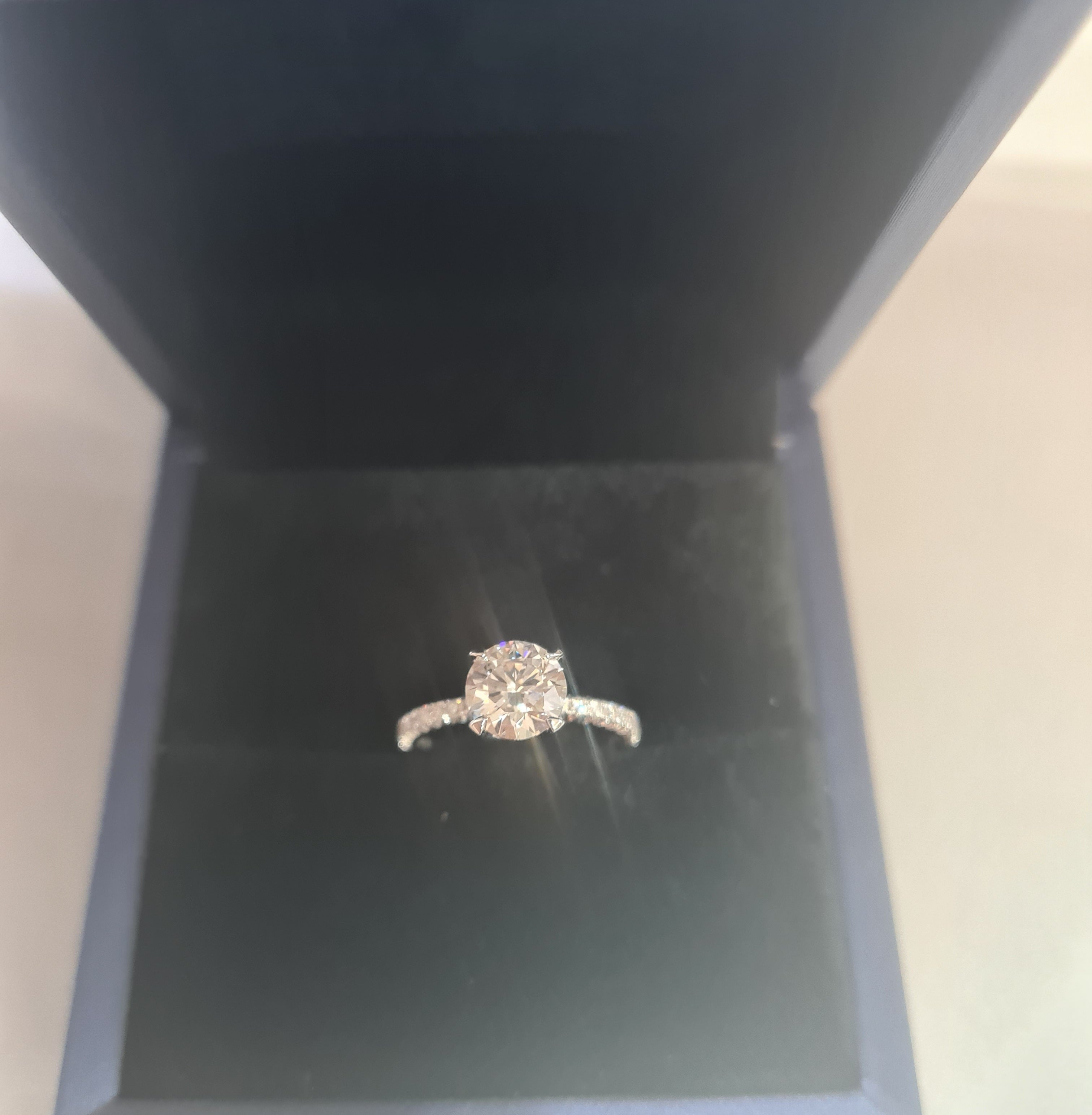 1.06 carats Lab grown Diamond Micro Pave Engagement Ring