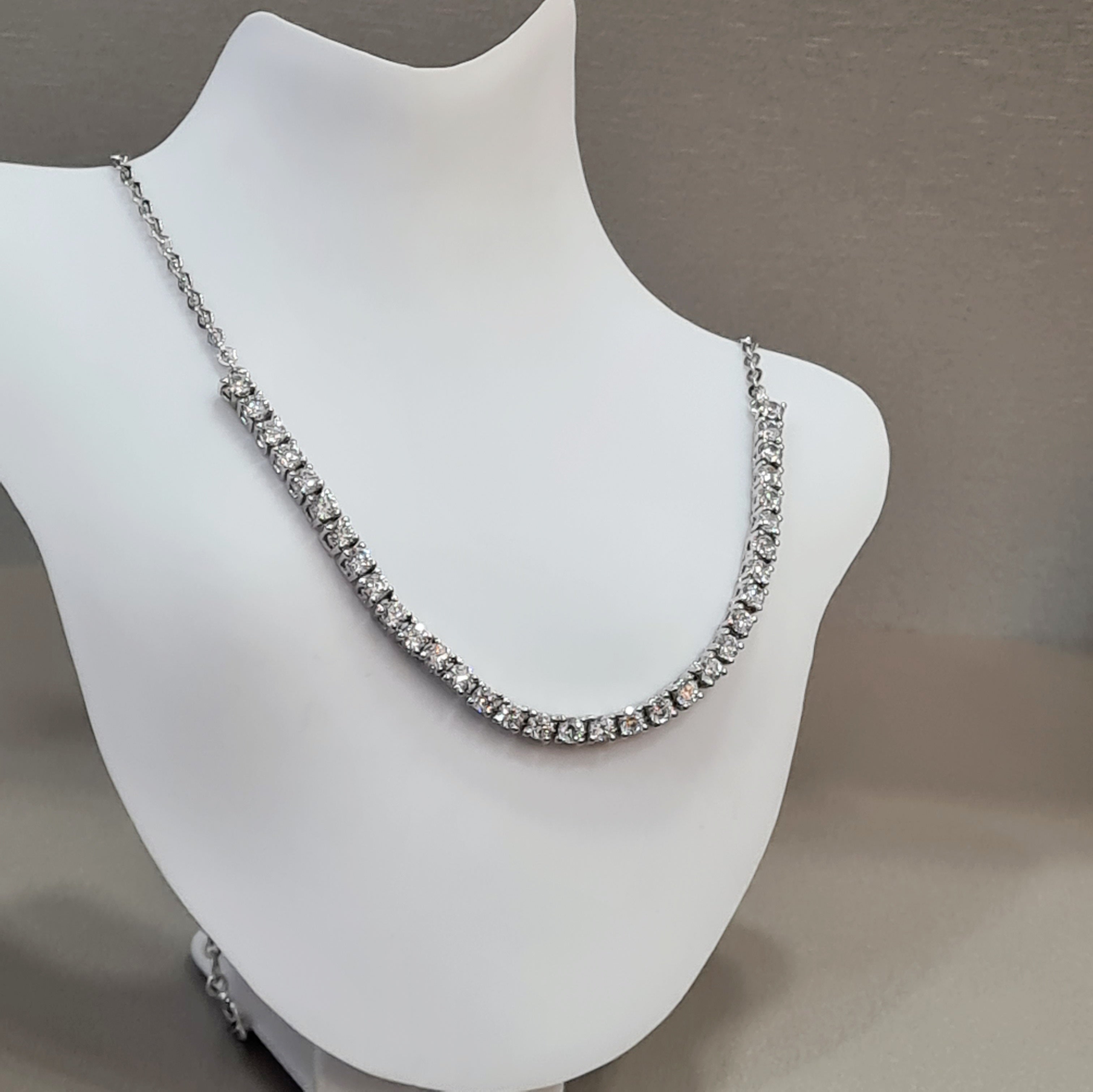 Elegant Diamond Simulants Tennis Necklace