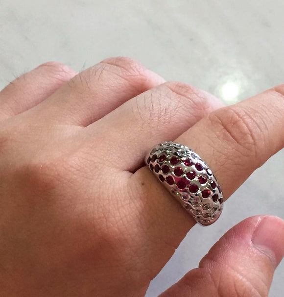 Diagonal Ruby Ring