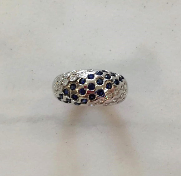 Diagonal Sapphire Diamond Simulants Ring