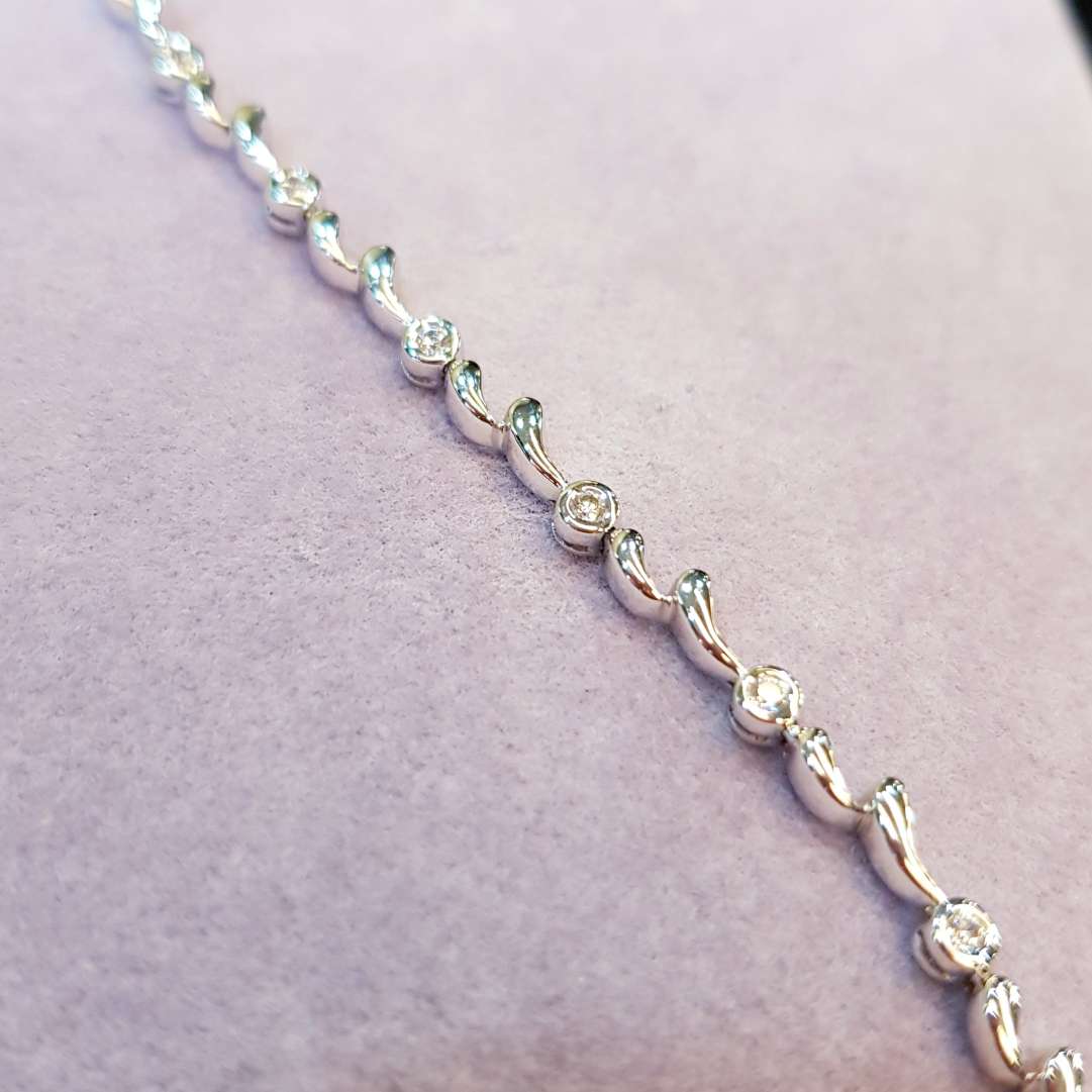 White gold Delicate Simulated Diamond Bracelet