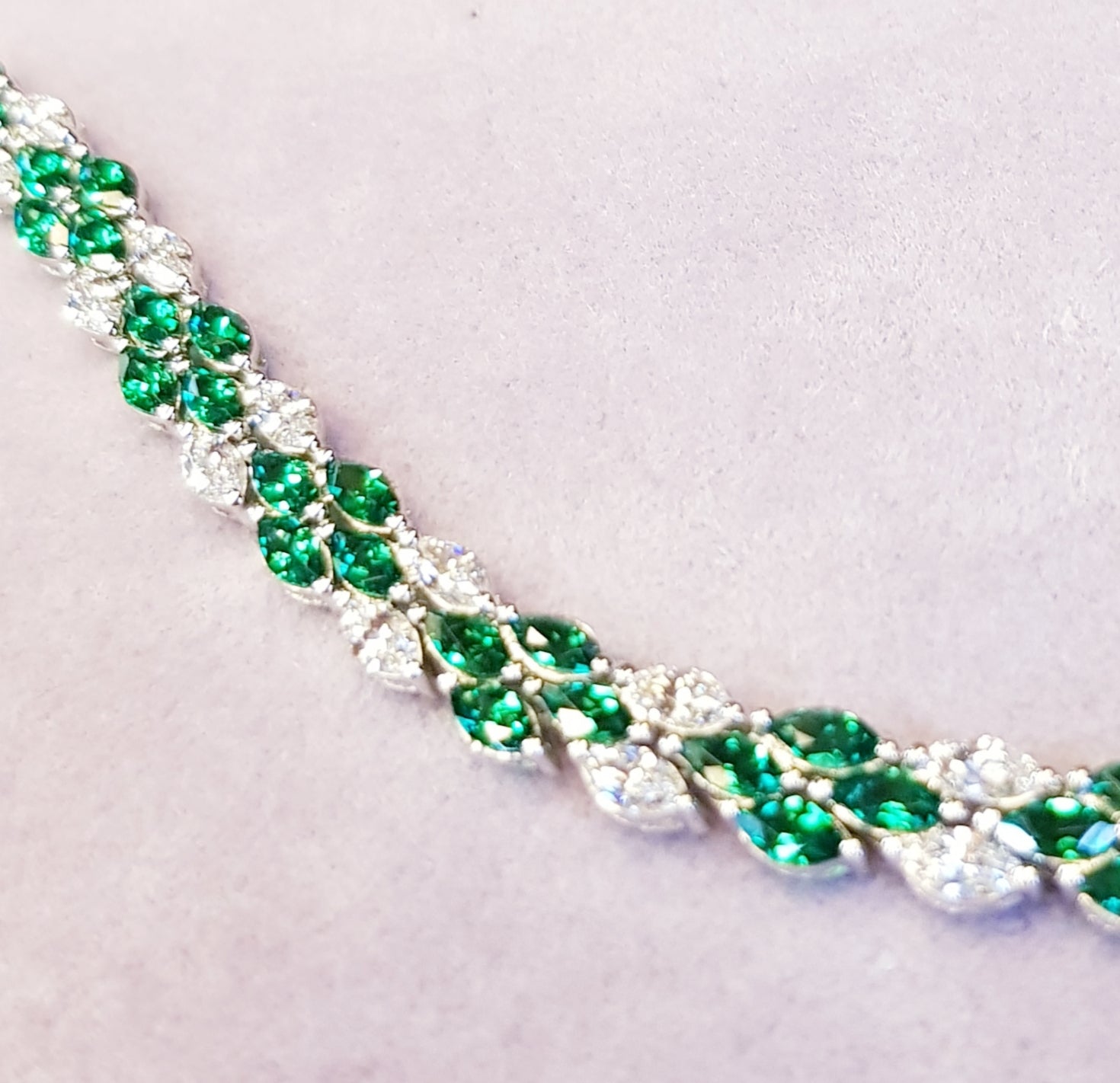 Emerald Marquise with Simulated Diamond Bracelet