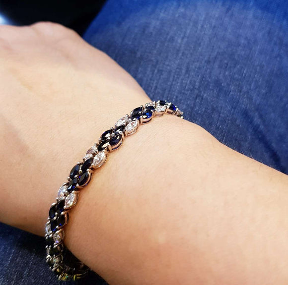 Sapphire with Simulated Diamond  Bracelet