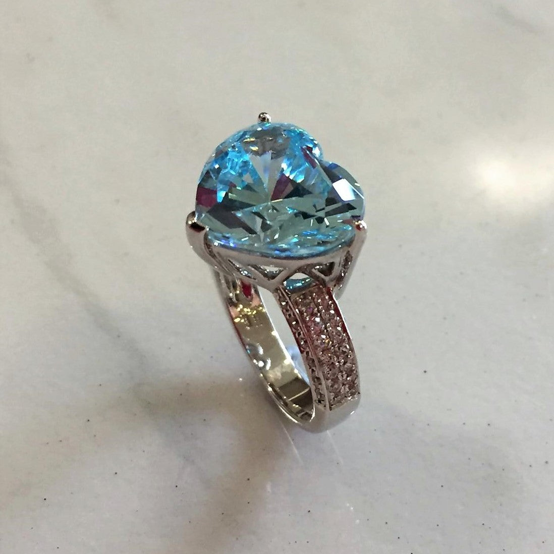 Blue Topaz Heart Shape Ring