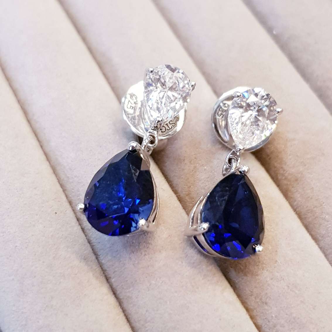 Elegant Sapphire Pear Shape Earrings 