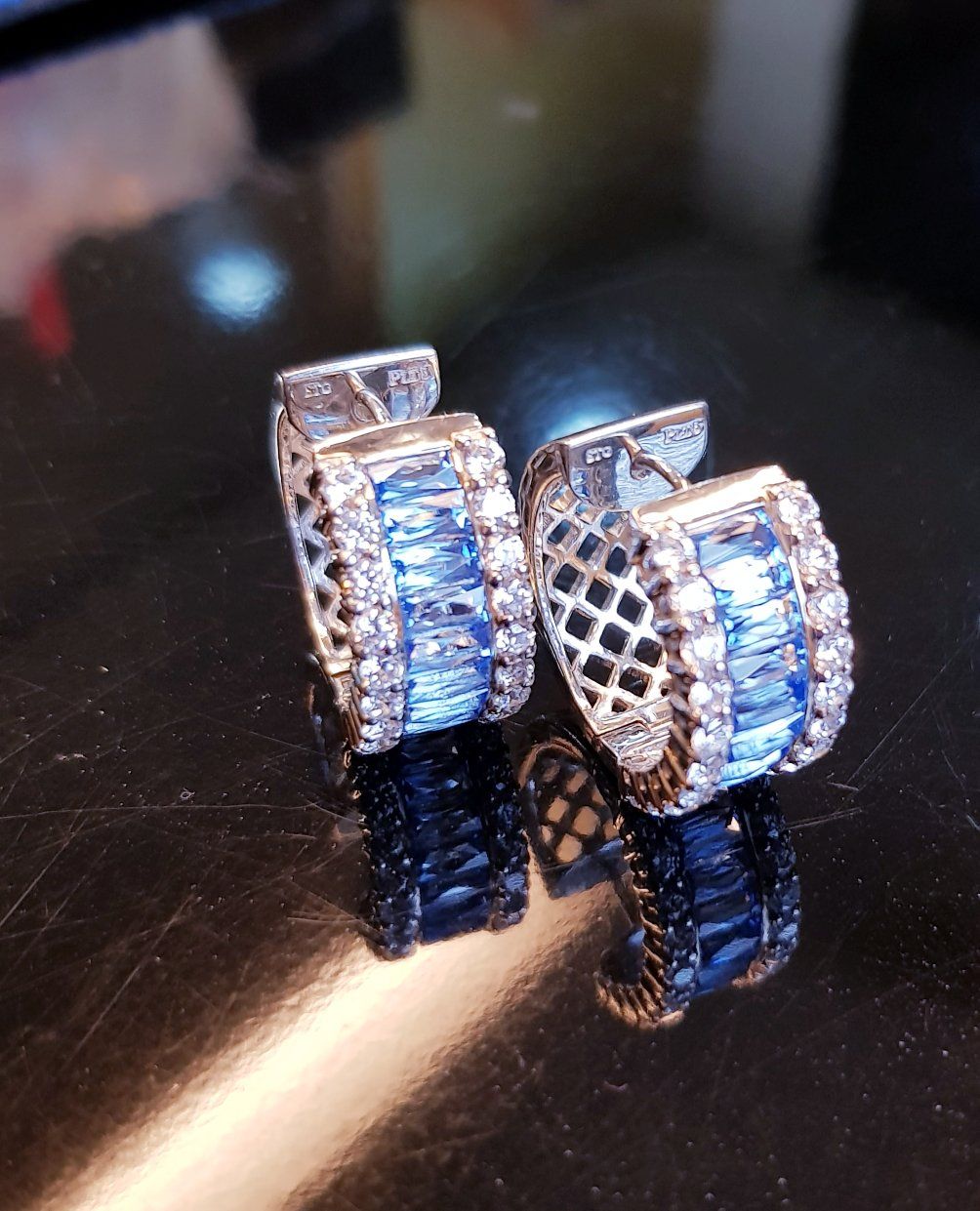 Blue Topaz Hoop Earrings
