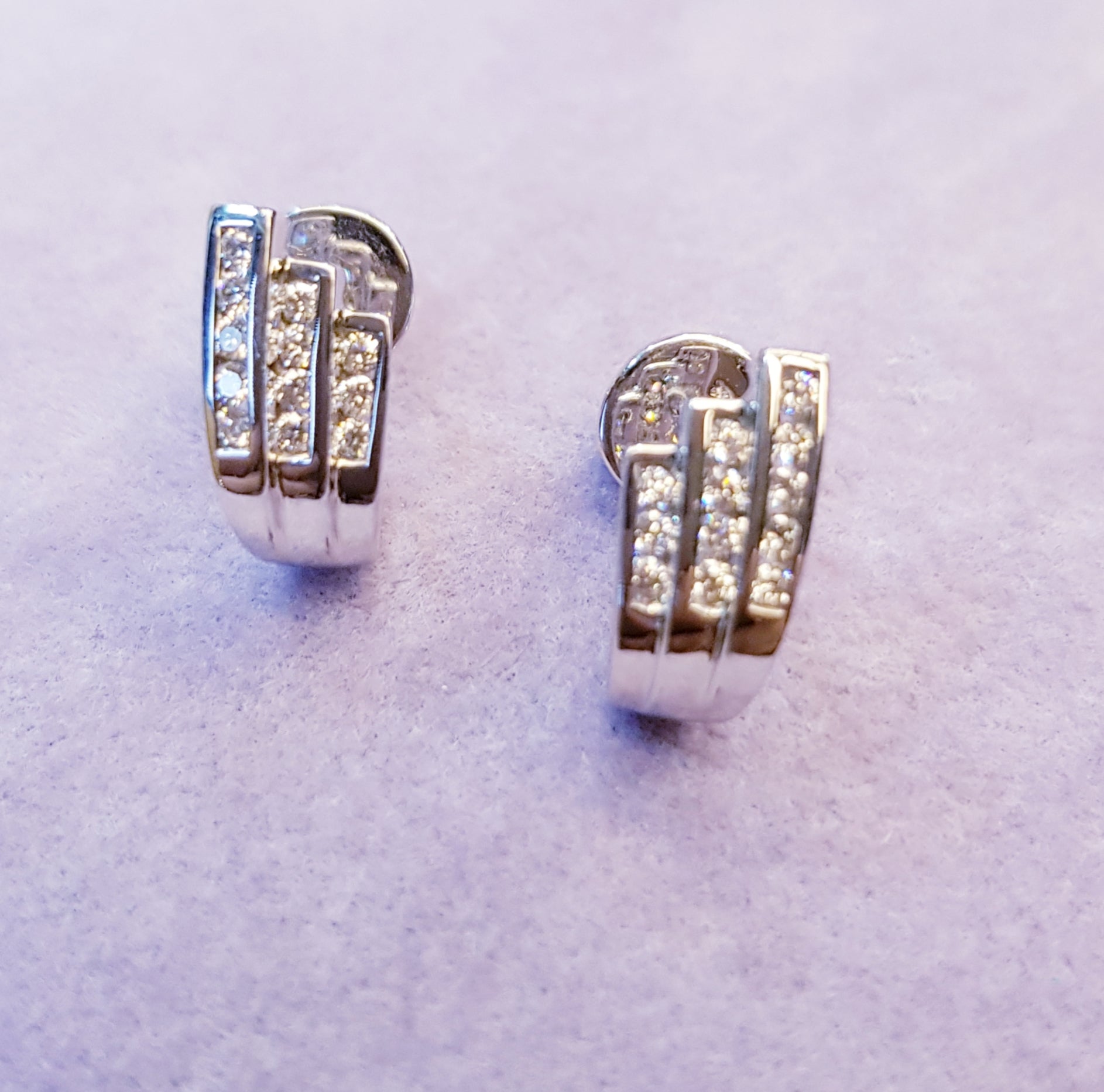 Tri Roll Diamond Earrings