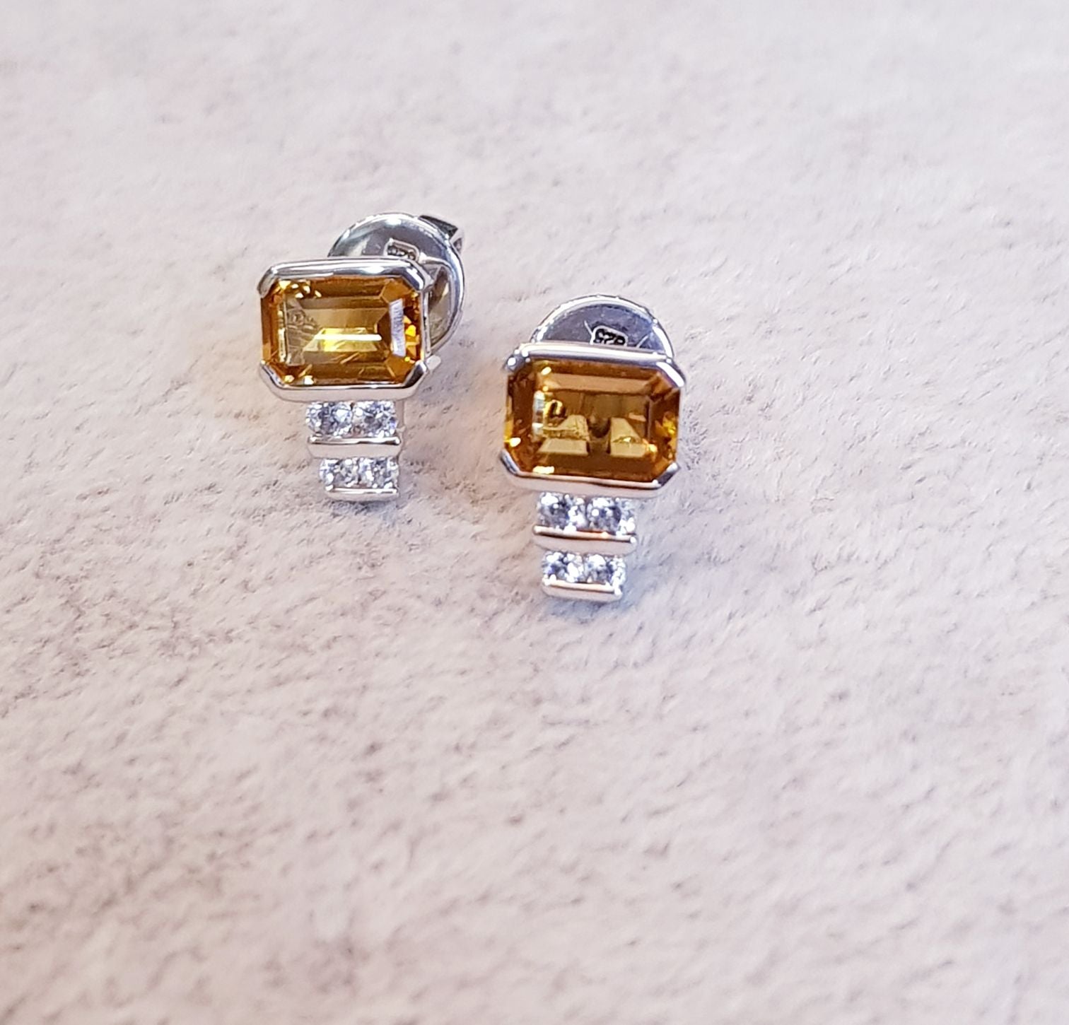 Citrine Diamond Simulants Earrings