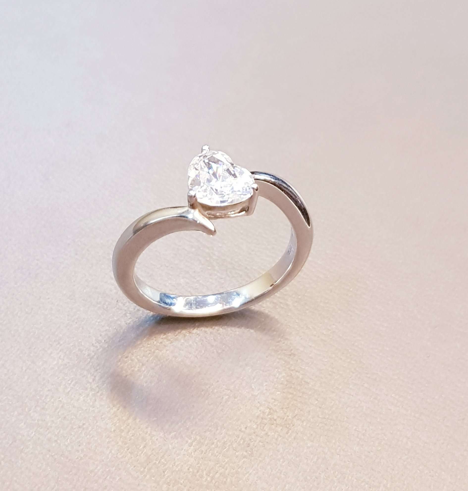 Shank Simulated Diamond Heart shaped Ring