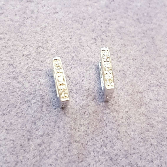 Dainty square hoop Diamond Earrings