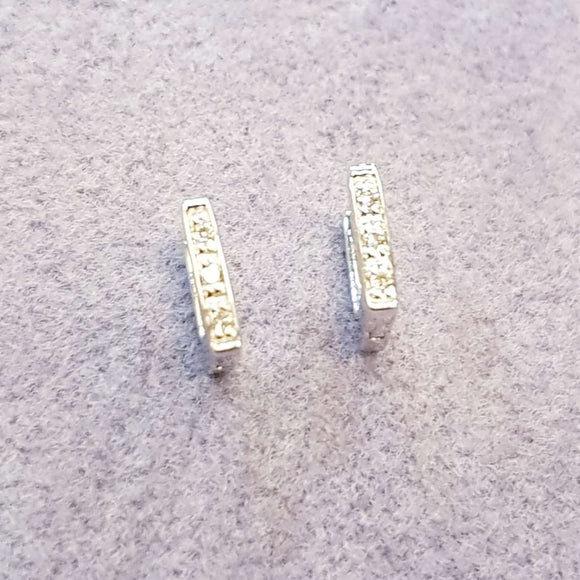 Dainty square hoop Diamond Earrings