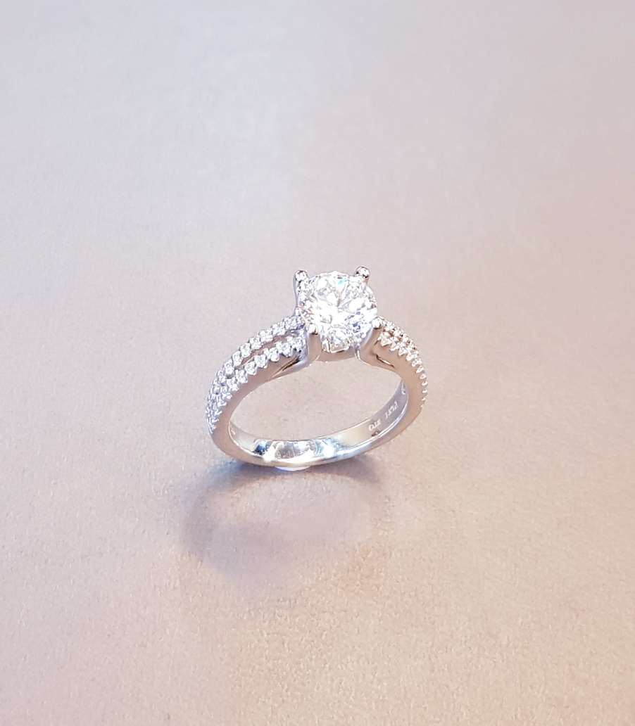 Micro Pave Diamond Simulants Engagement Ring