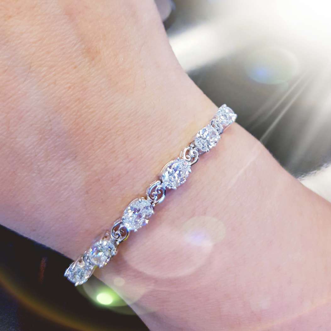 Unique Oval Simulated Diamond Bracelet