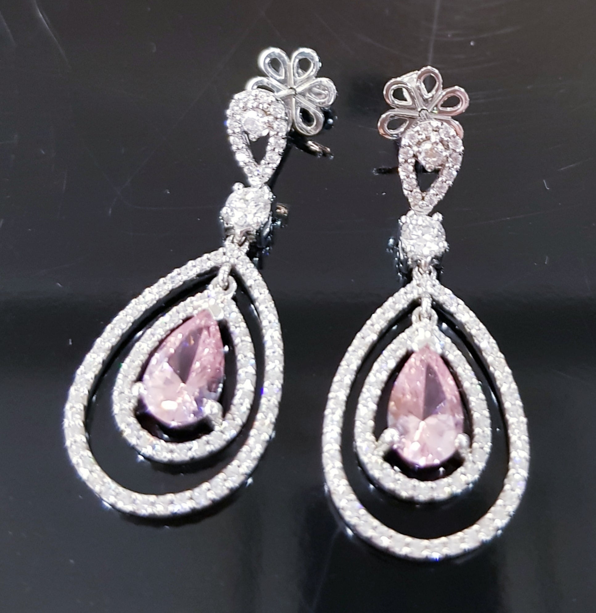 Sophisticated Pink Morganite Diamond Simulants Earring