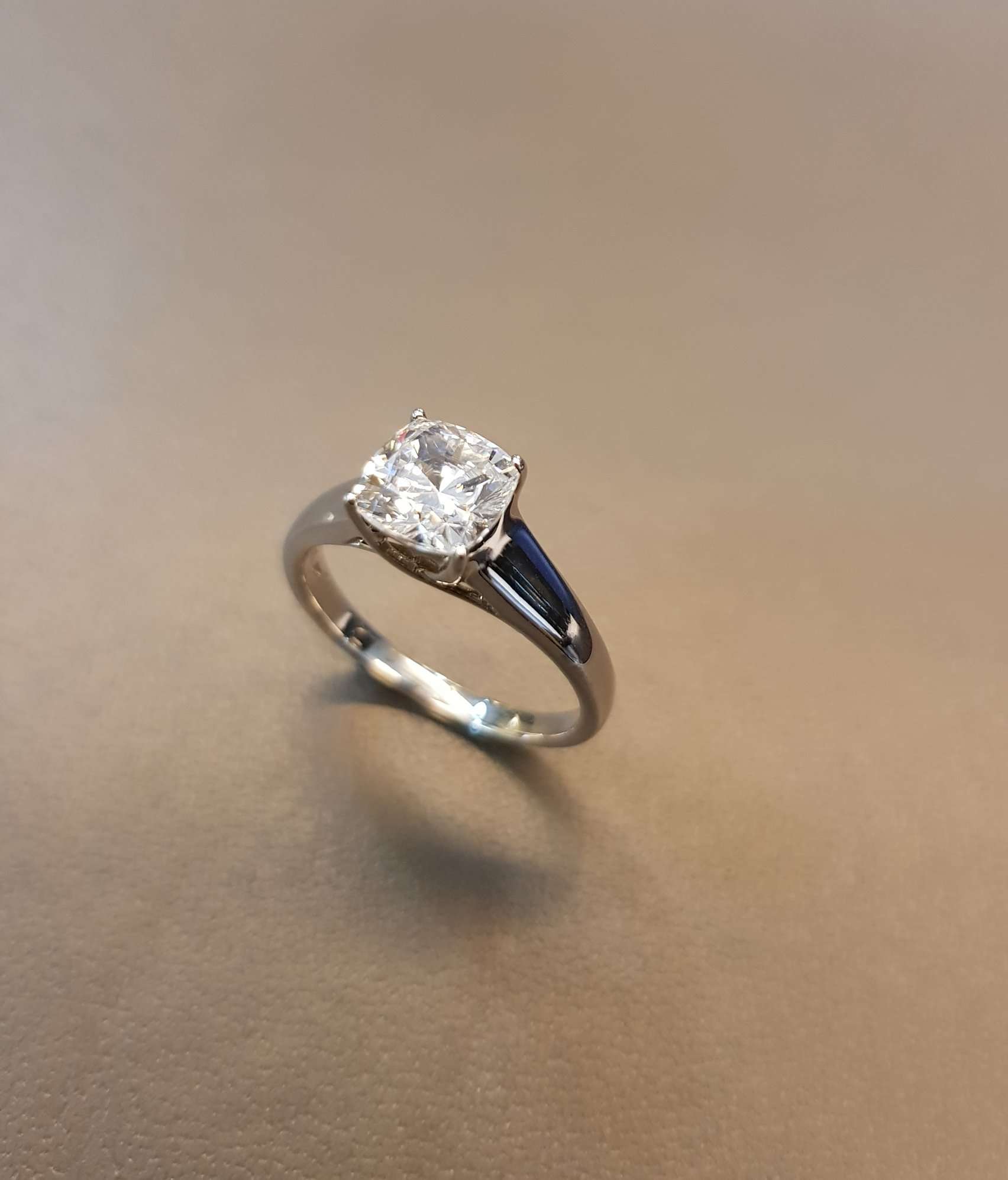 Cushion Cut Simulated Diamond Solitaire Ring