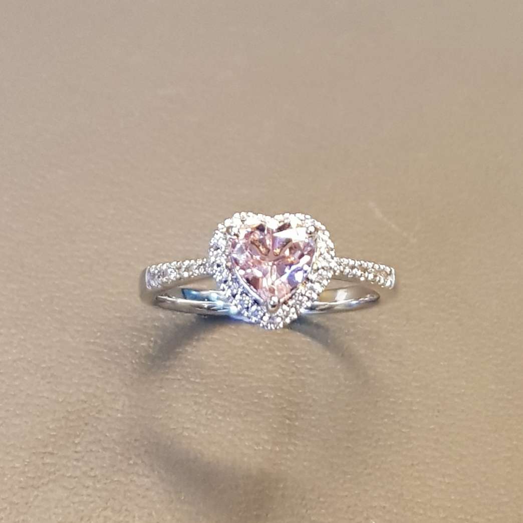 Halo Heart shape Morganite Ring