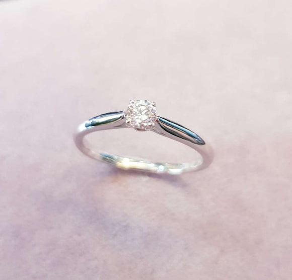 Ribbon Four Prongs Diamond Engagement Ring