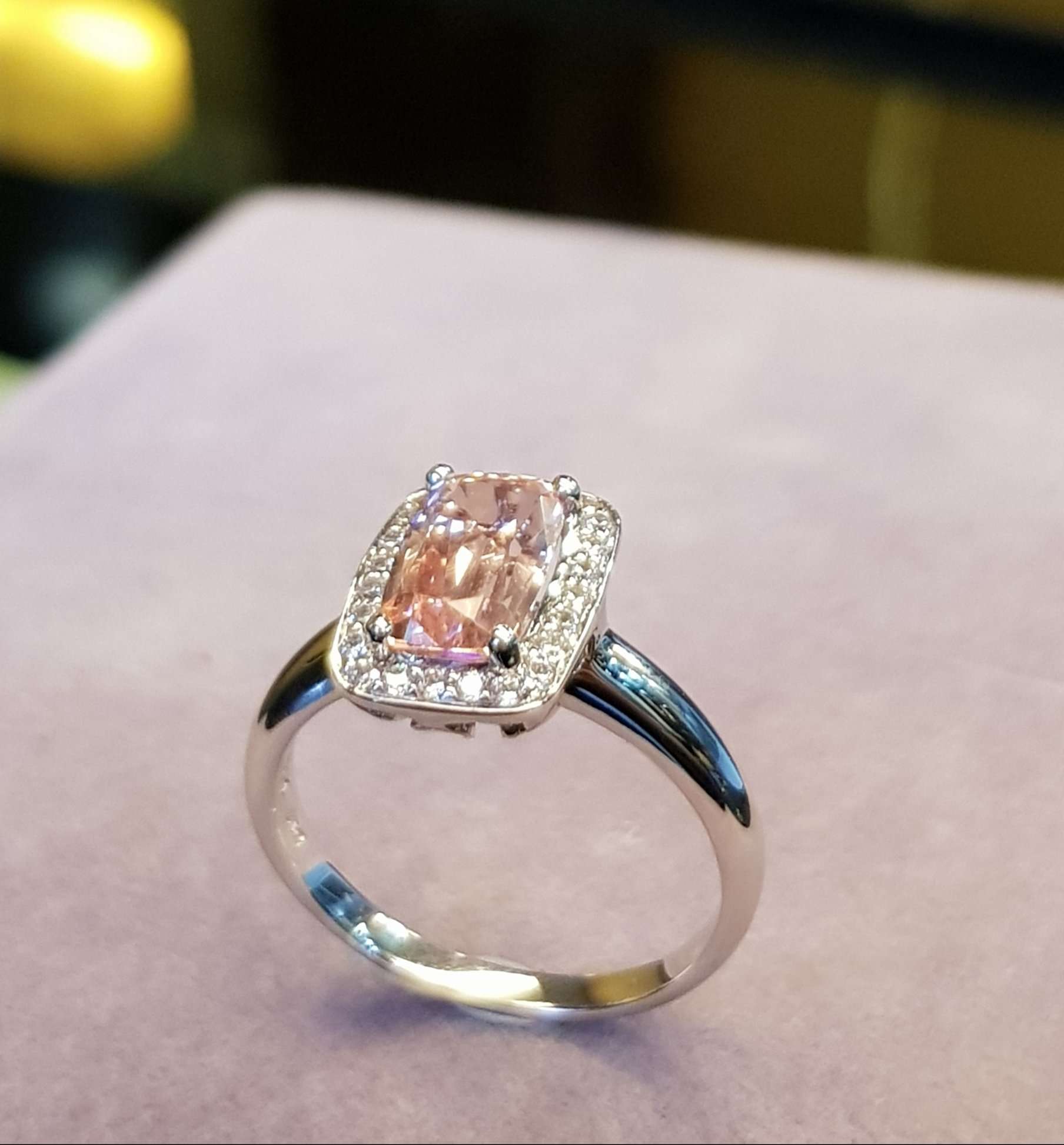 Halo Morganite Ring