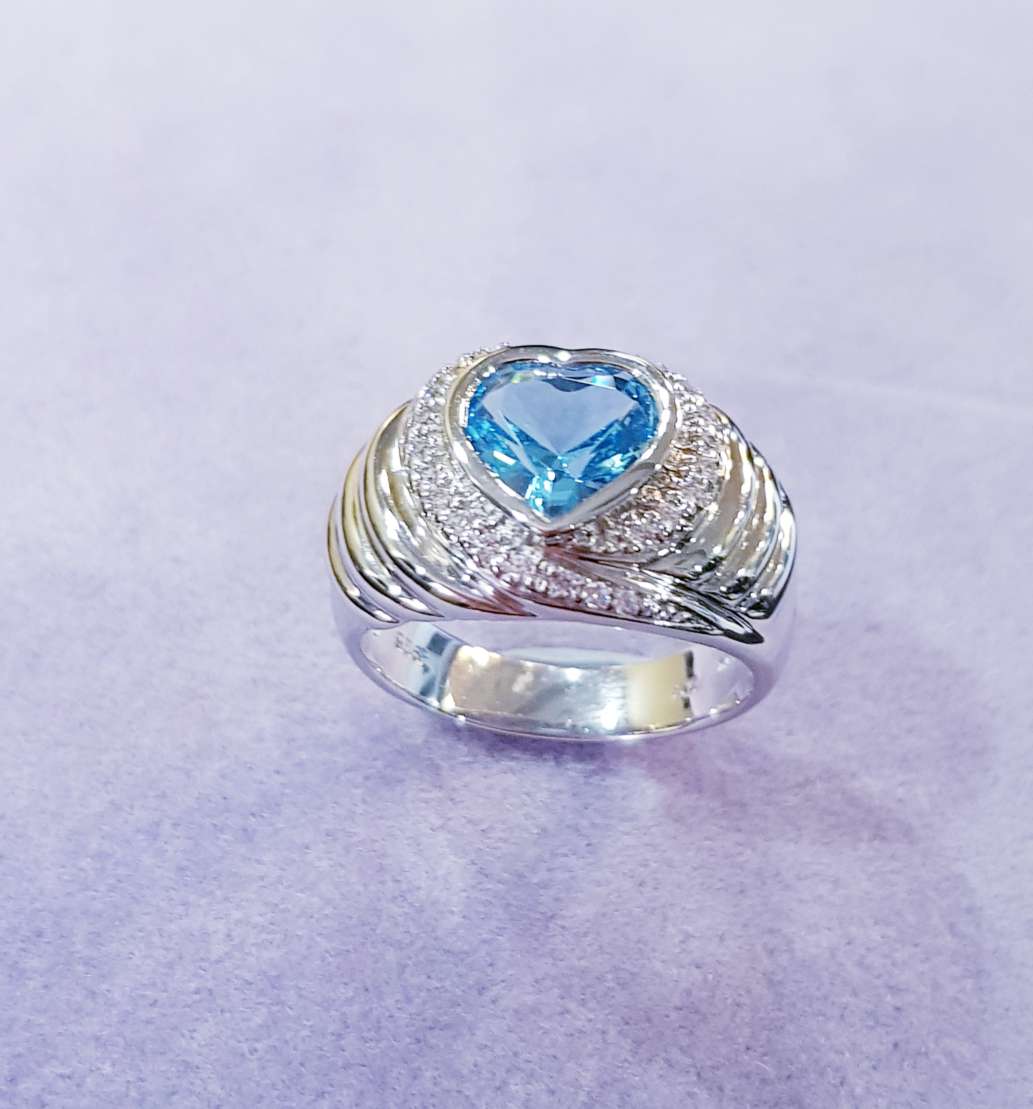 Heart Shape Blue Topaz Ring