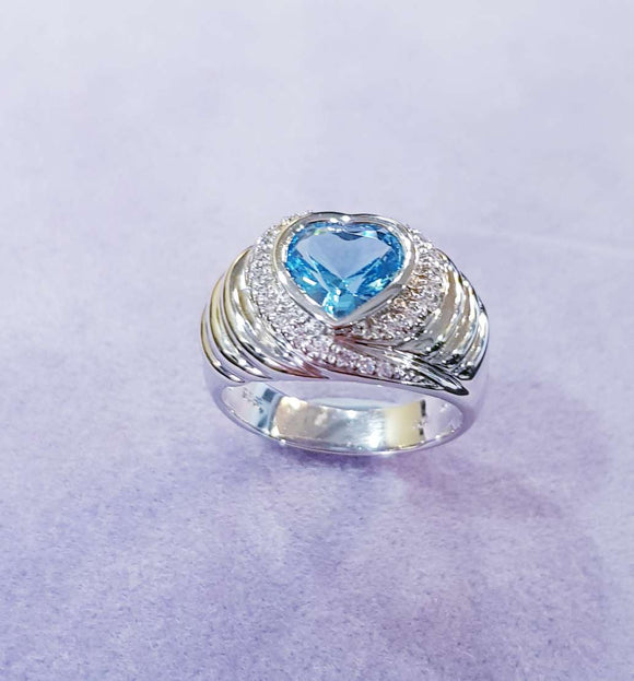 Heart Shape Blue Topaz Ring