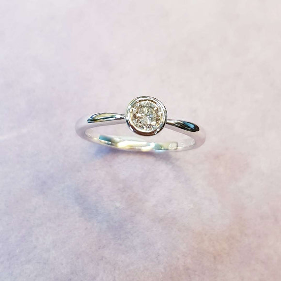 Bezel Solitaire Diamond Engagement Ring