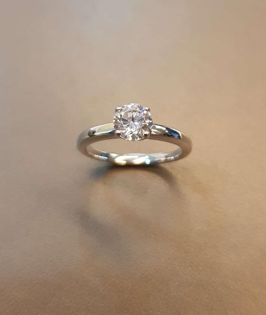 Sparkling Diamond Simulants Solitaire Ring