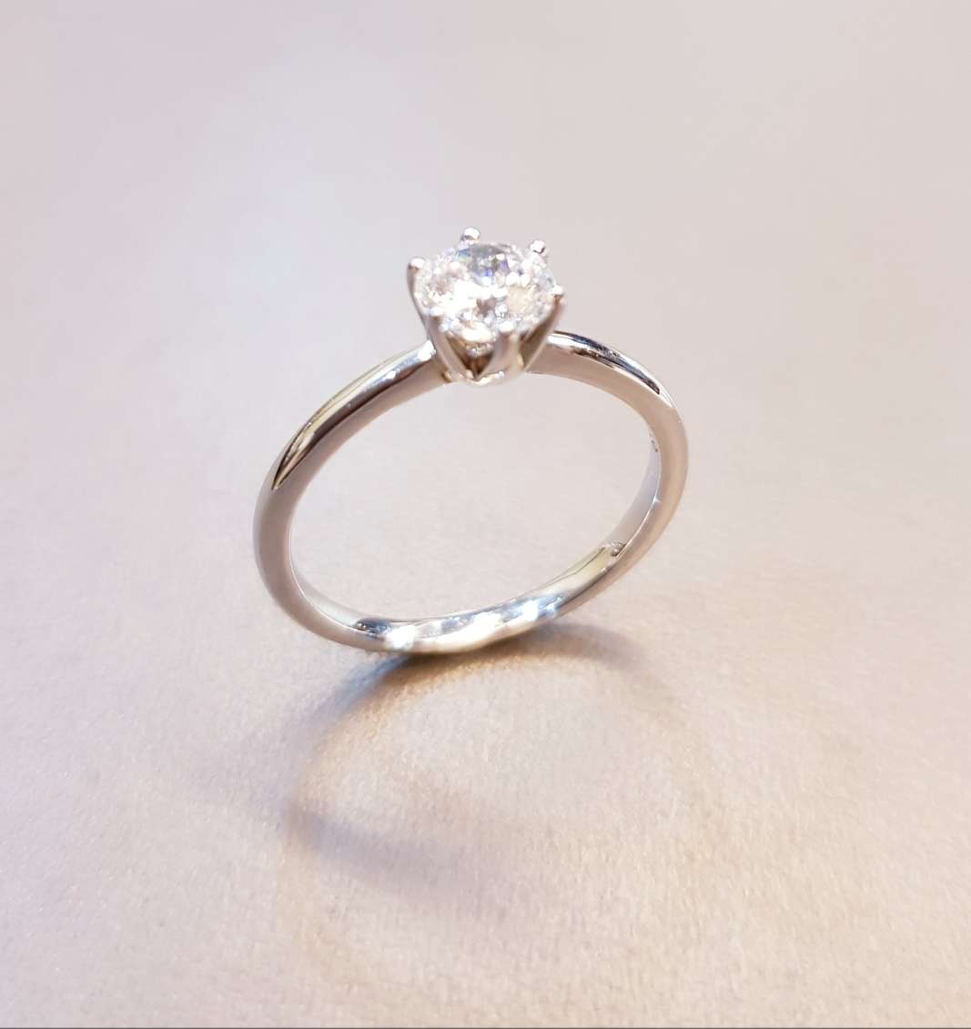 Thin Knife Solitaire Engagement Ring