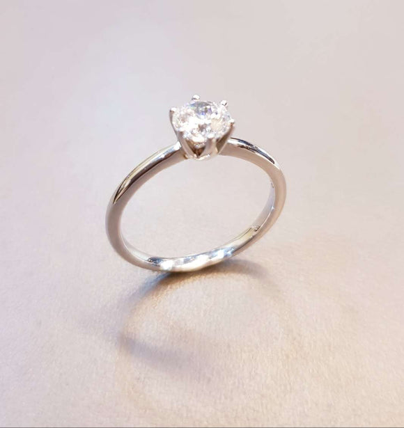 Thin Knife Solitaire Engagement Ring