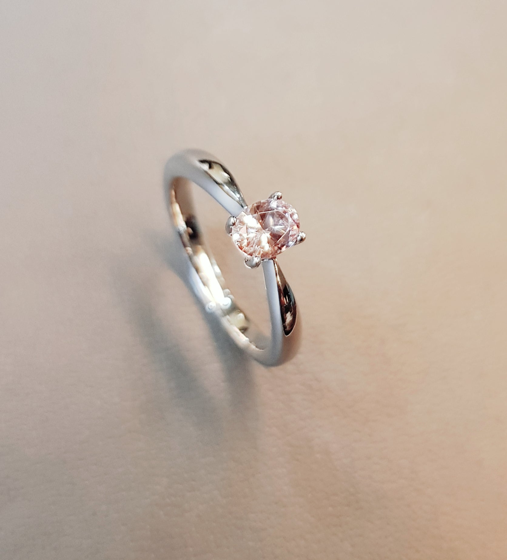 Lovely Oval Morganite Solitaire Ring