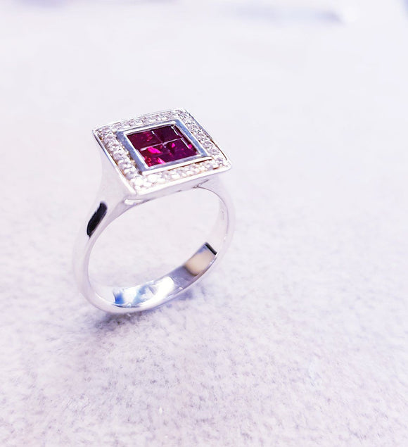 Square Bezel Ruby Ring