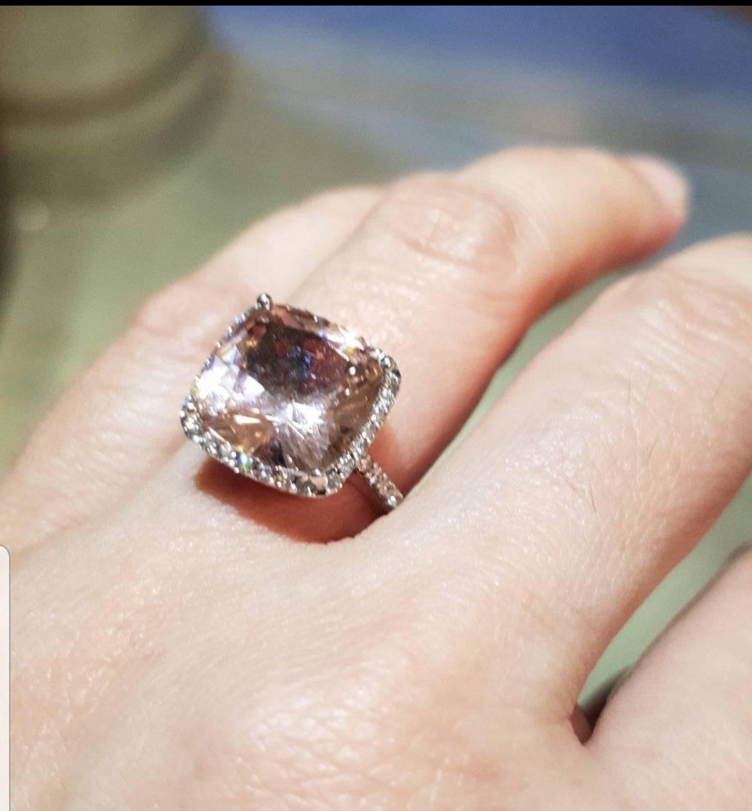 Morganite Diamond Simulants Ring