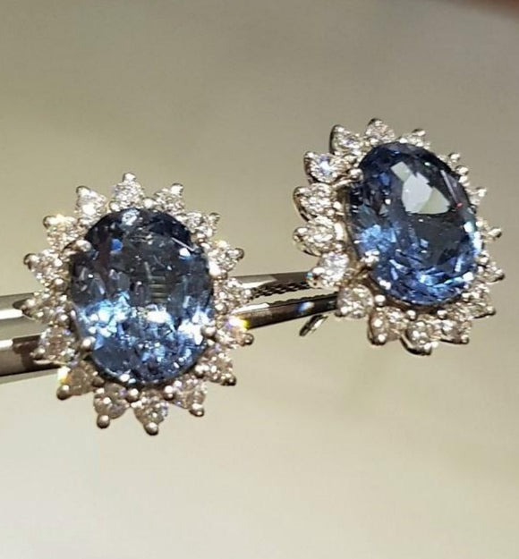 Cluster Aquamarine Diamond Simulants Earring