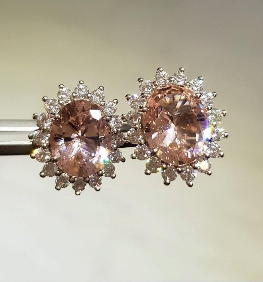 Morganite Cluster Earrings