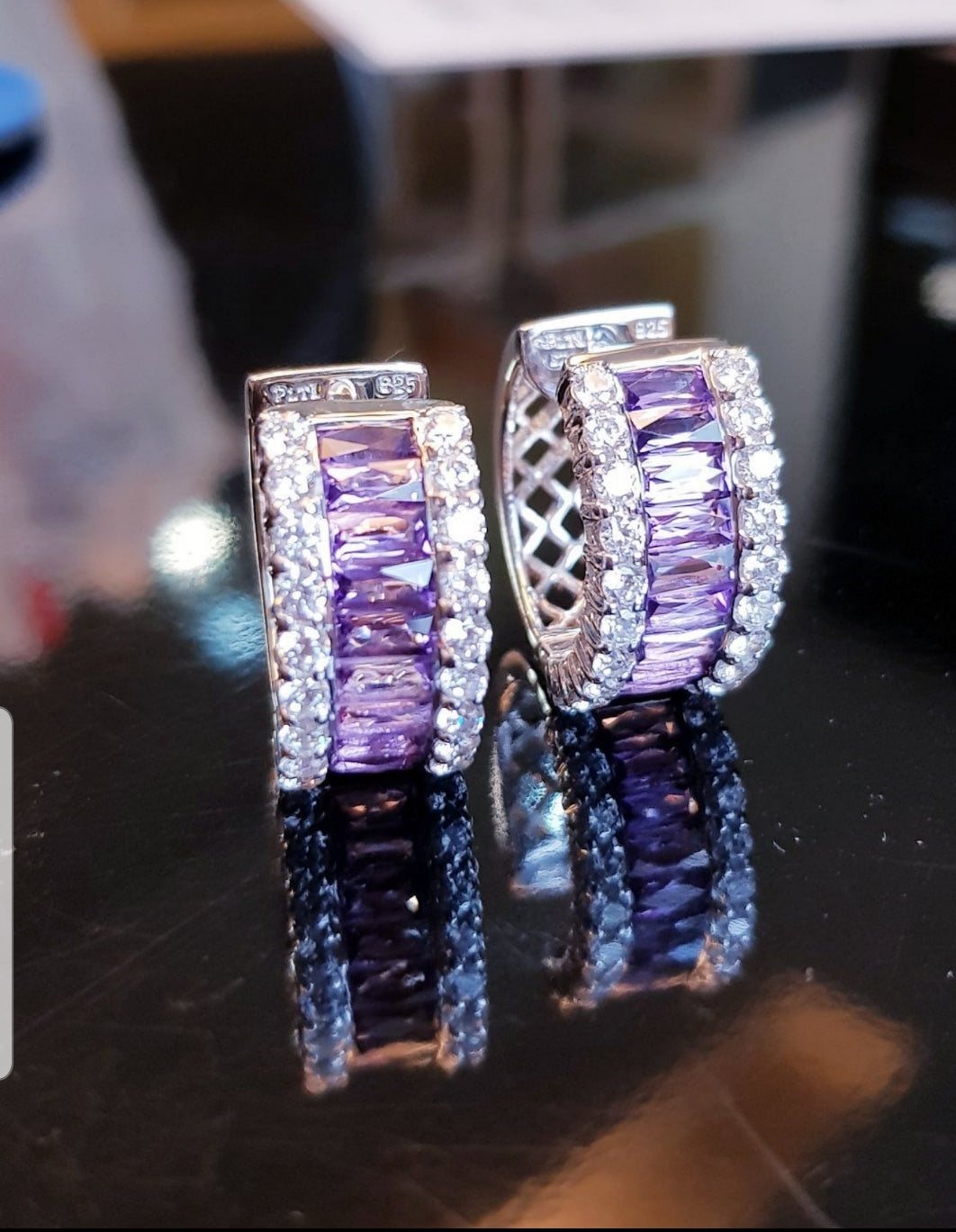 Amethyst Hoop Earrings 