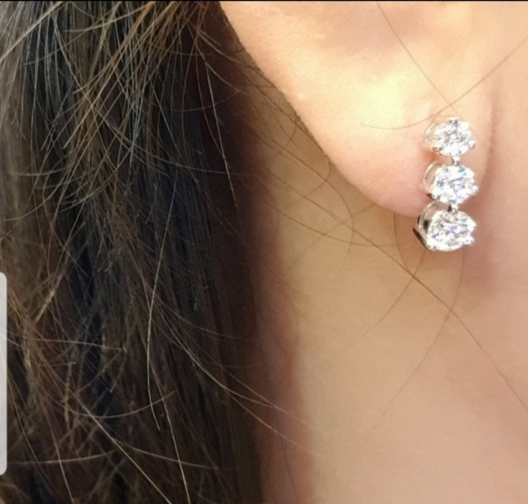 Trio Diamond Simulants Earrings