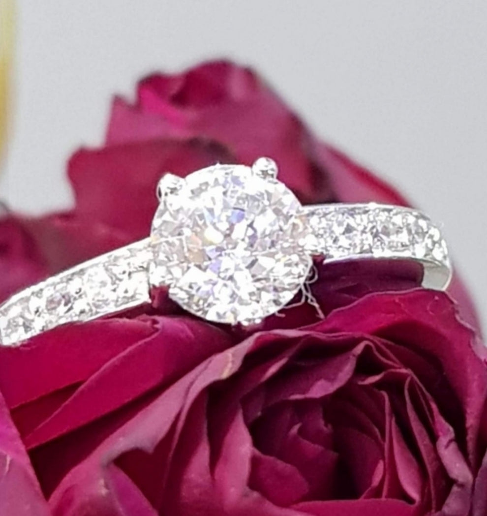 1.25 ct Star Pave Diamond Simulants Engagement Ring