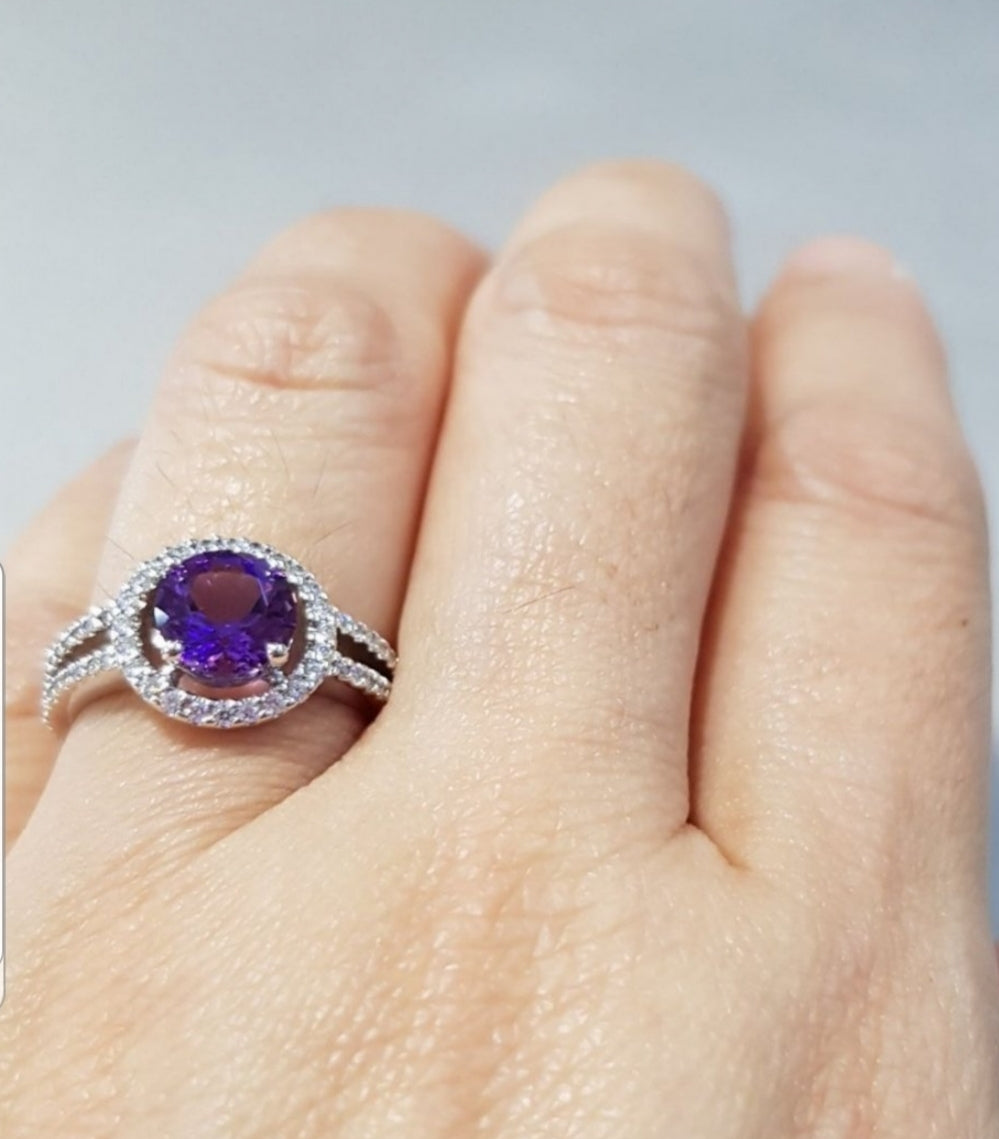 Halo Amethyst Ring