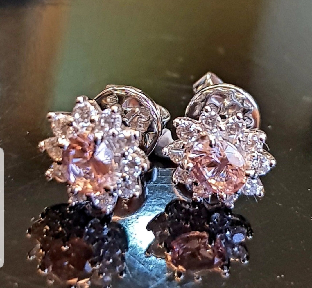 Morganite Cluster Earring
