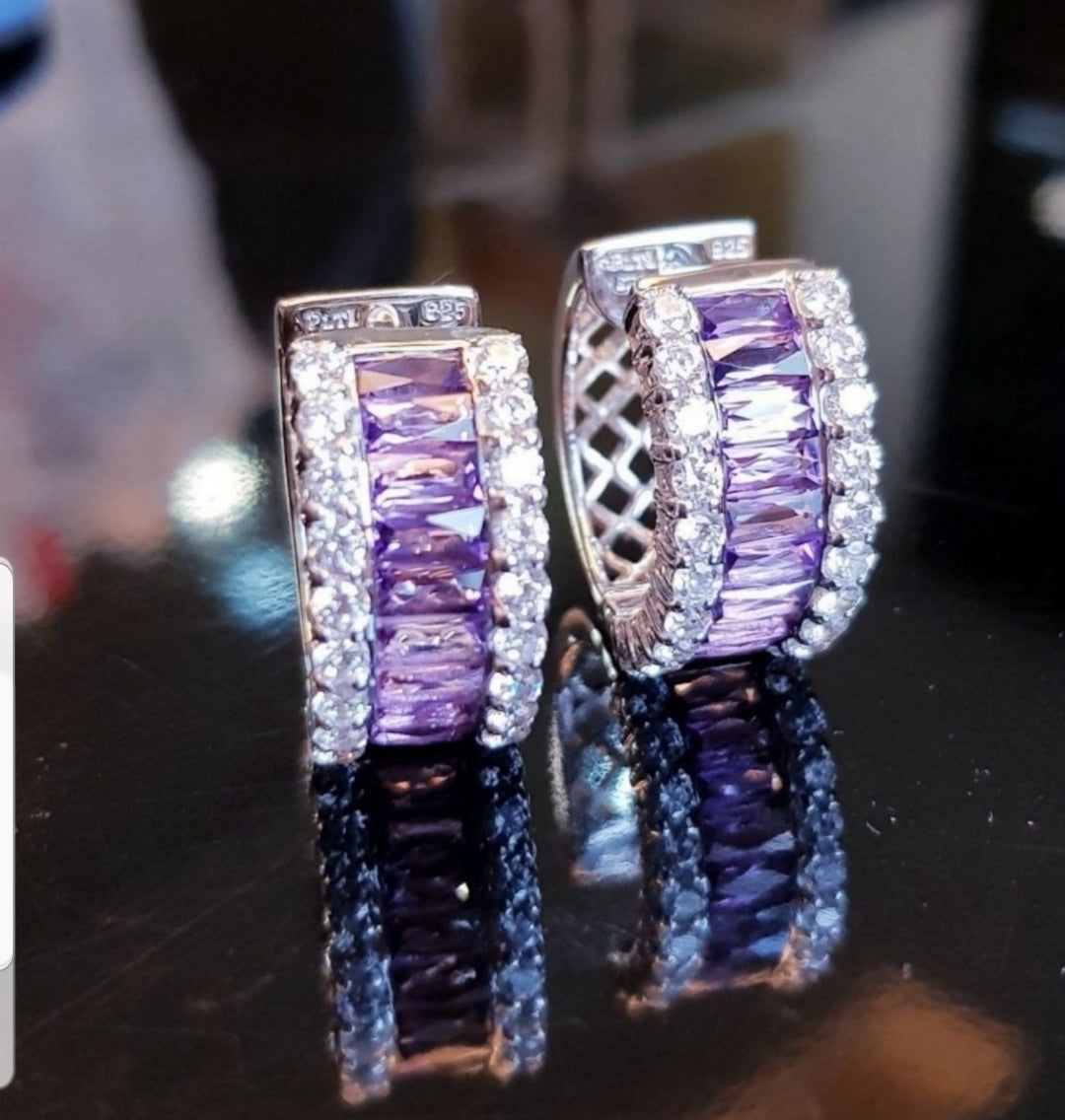 Amethyst Hoop Earrings 