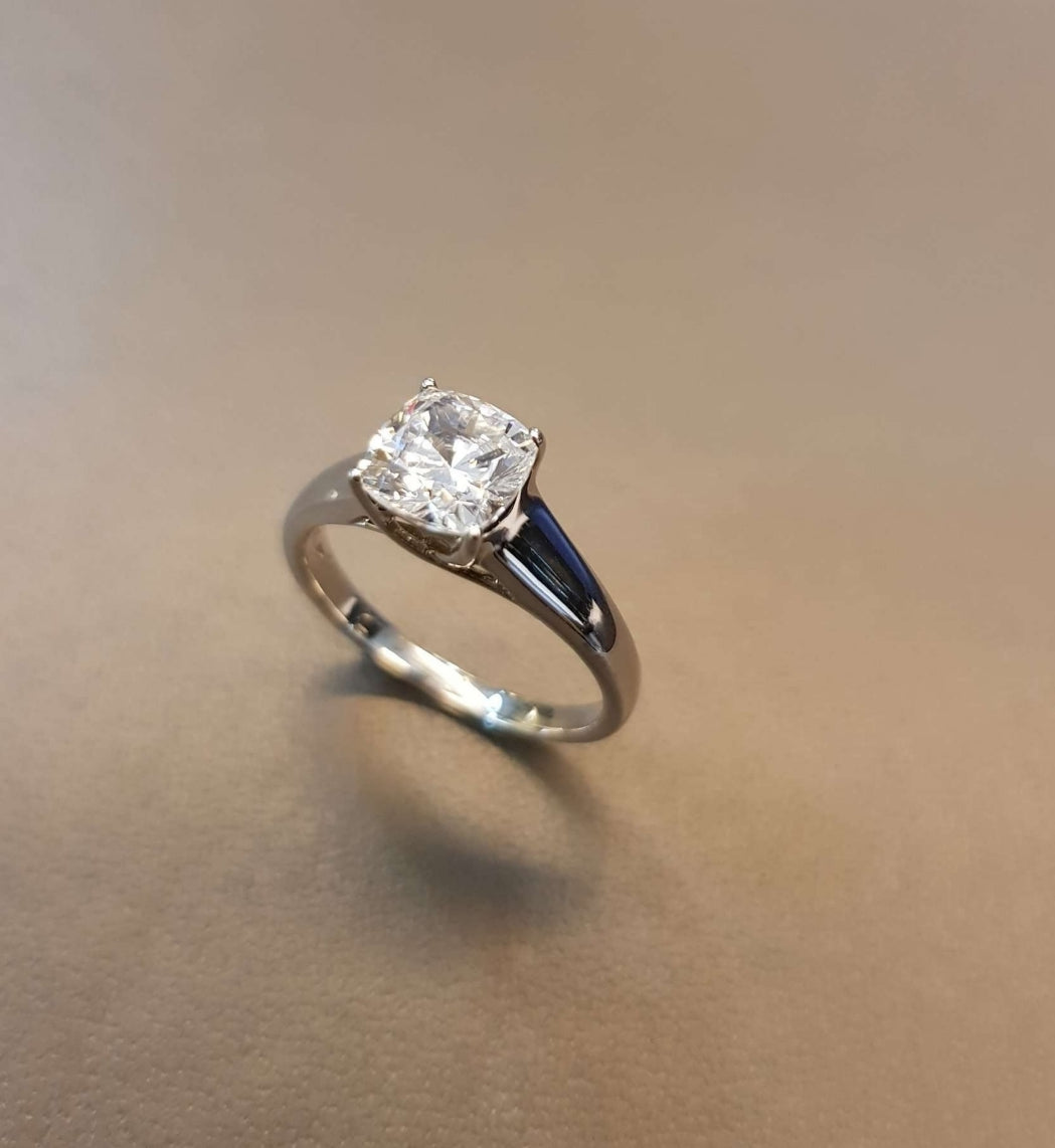 Cushion Cut Simulated Diamond Solitaire Ring