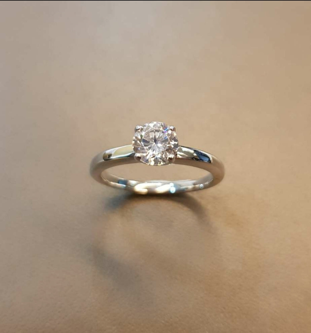 Sparkling Diamond Simulants Solitaire Ring