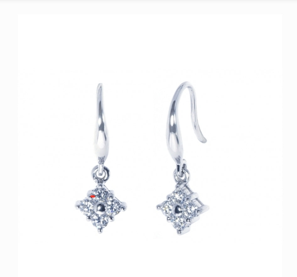 Floral Diamond Simulants Dangling Earrings