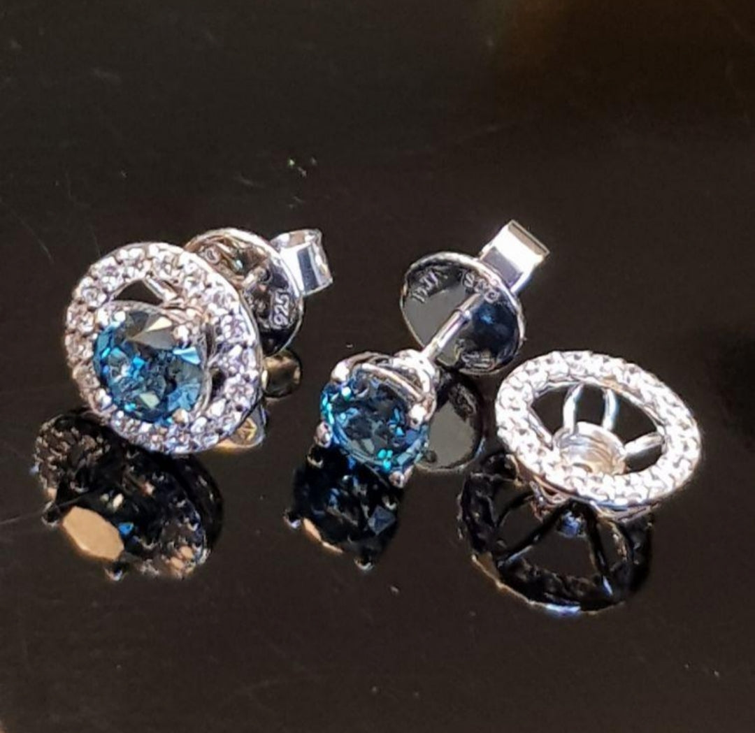 Detachable Blue Green Diamond Simulants Earrings