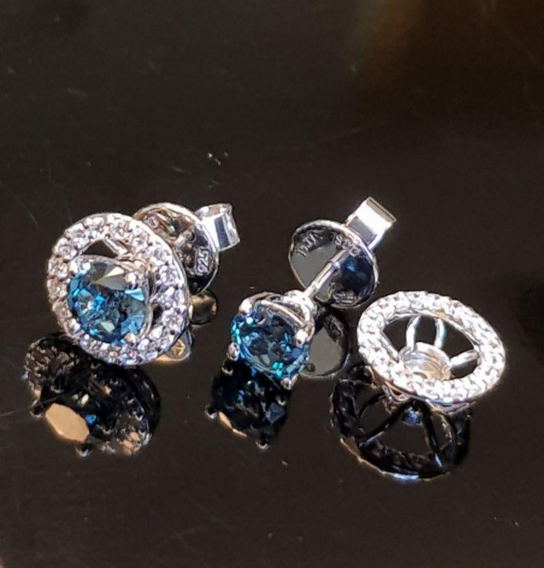 Detachable Blue Green Diamond Simulants Earrings