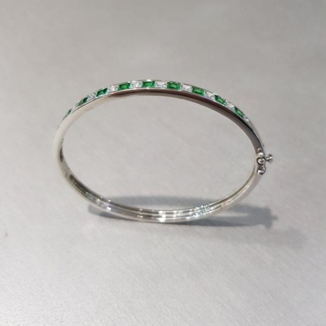 Channel Set Emerald Bangle