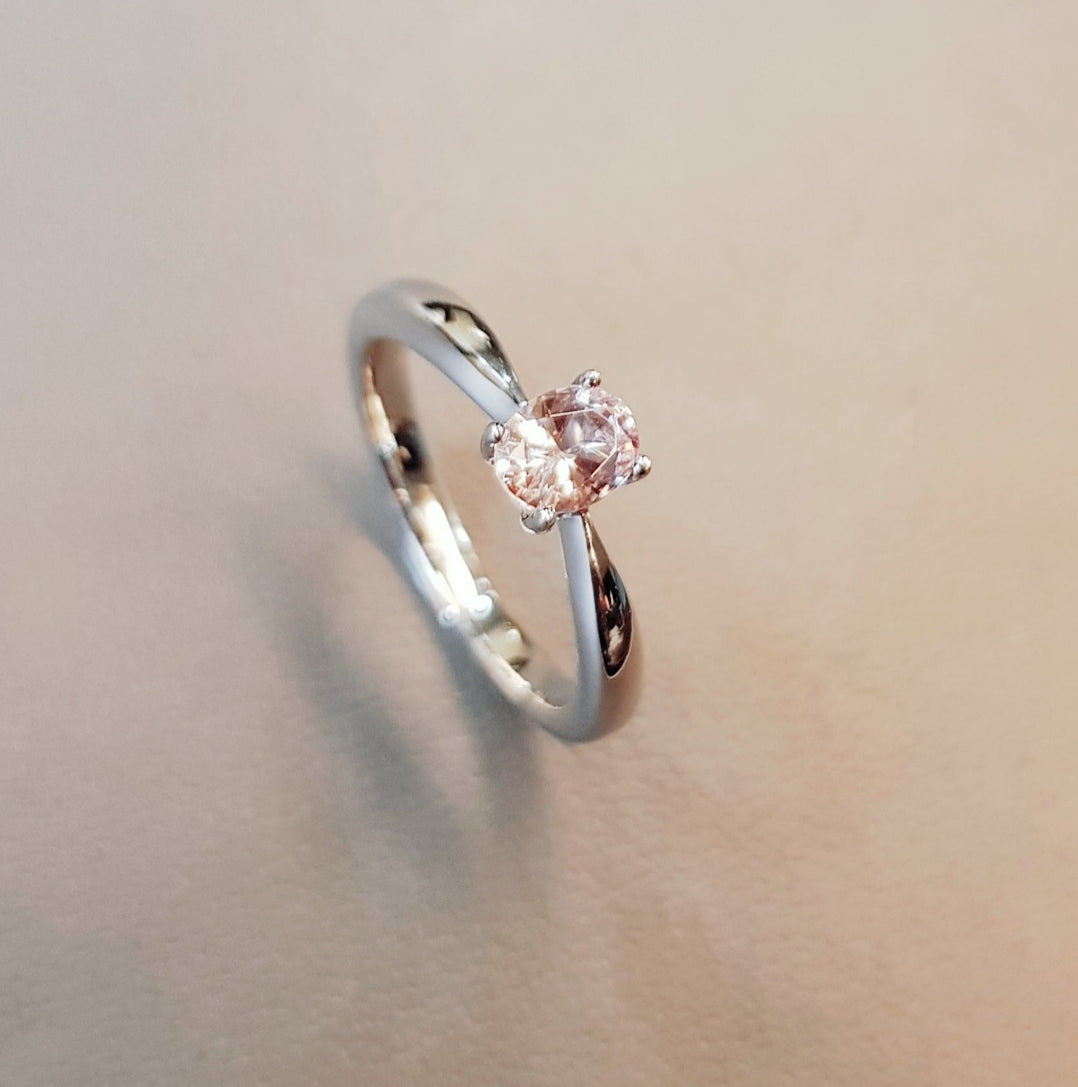 Lovely Oval Morganite Solitaire Ring